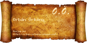 Orbán Örkény névjegykártya